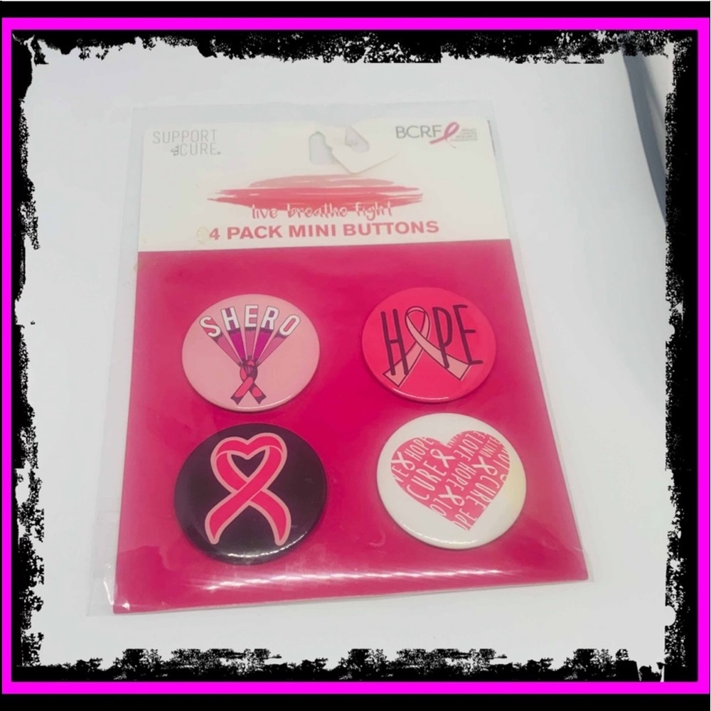 New BREAST CANCER AWARENESS 4 Pack Of Buttons With Free BCA Pink Ribbon Soaps - Picture 9 of 13
